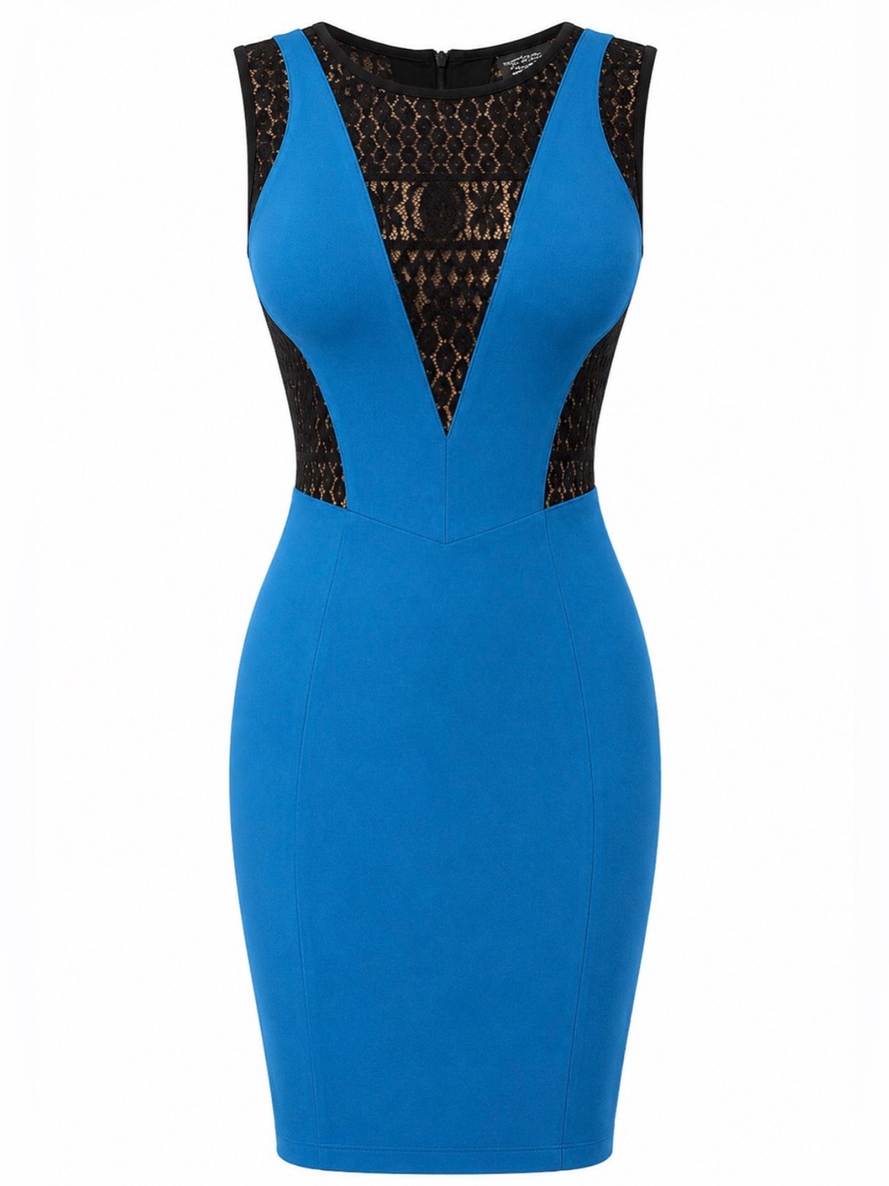 Teal & Black Lace Sheath Dress with open back and hidden zipper Y2K - size Small
